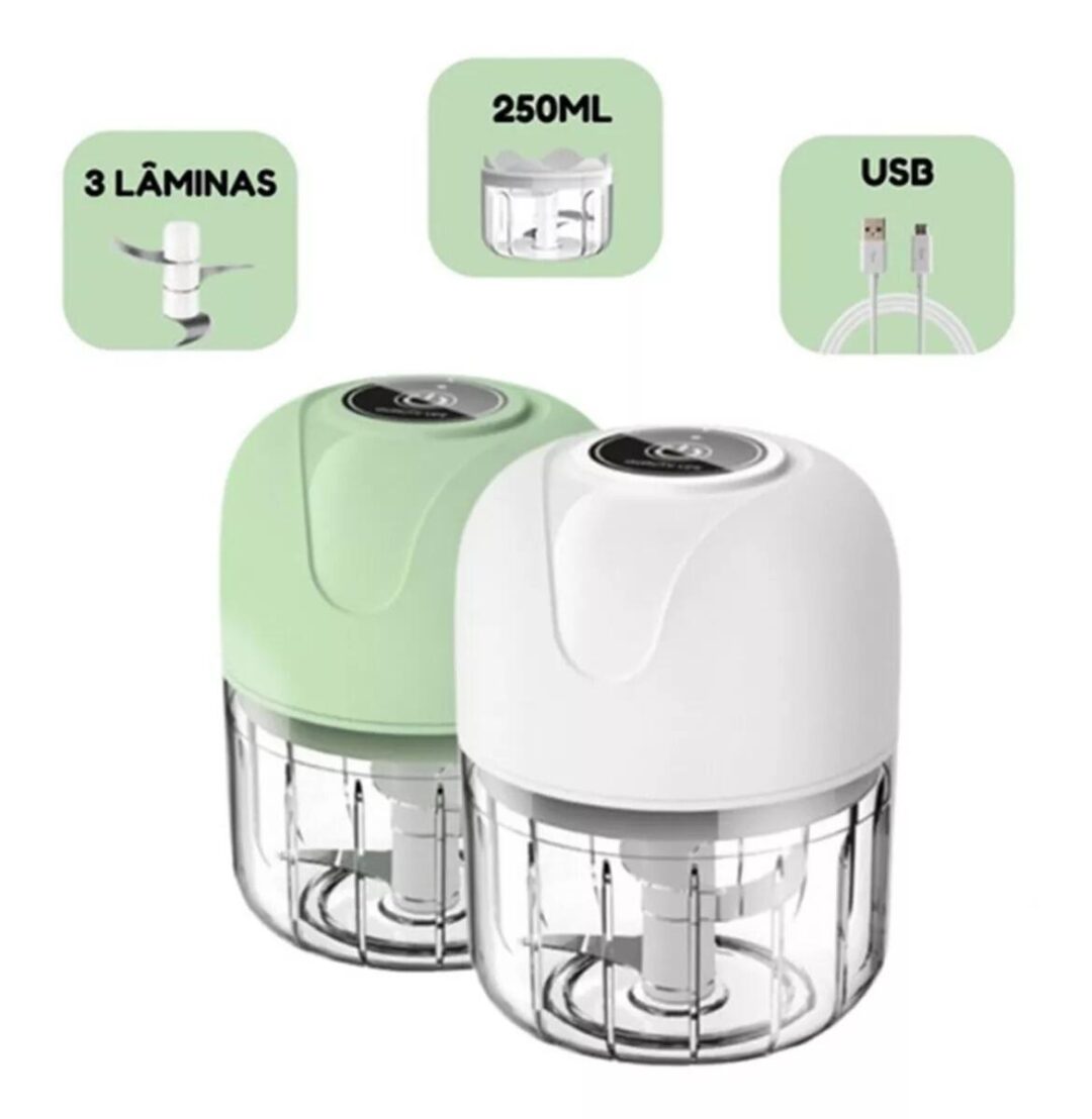 Mini Processador De Alimentos 250ml 3 Lâminas Elétrico Original - Imagem 3