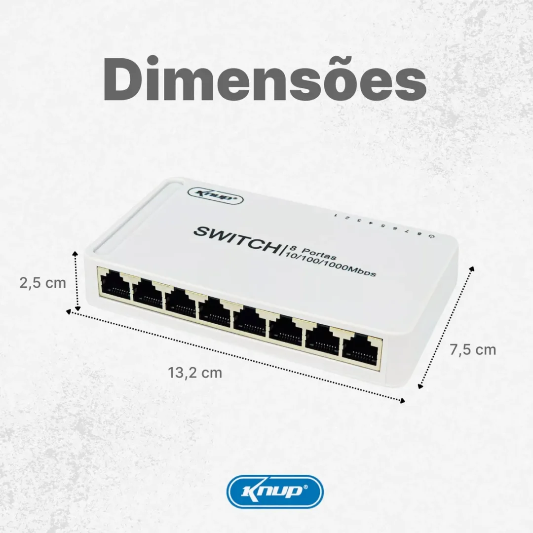 🔌 Switch Hub 8 Portas Gigabit 10/100/1000 Mbps KP-SW106 – Alta Velocidade e Estabilidade para sua Rede - Imagem 5
