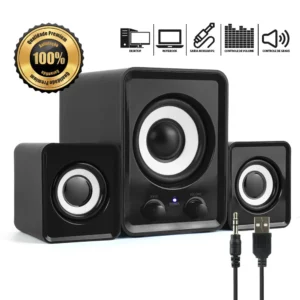 Caixa De Som KP-7023 PC 2.1 Controle Bass Com Botão On/off - Imagem 2