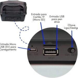 Caixinha De Som Portátil Bluetooth Fm Mp3 Cartão Sd Pendrive KIMISO - Imagem 4