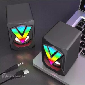 Gamer Caixinha Usb Com Luzes Caixa De Som Pc - Imagem 3