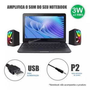 Gamer Caixinha Usb Com Luzes Caixa De Som Pc - Imagem 6