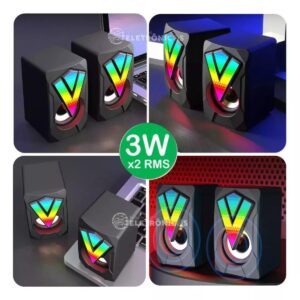 Gamer Caixinha Usb Com Luzes Caixa De Som Pc - Imagem 7