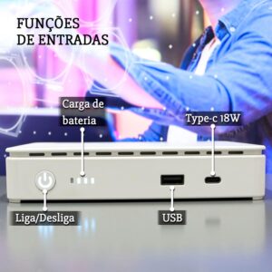 Mini Nobreak UPS 35W USB Type-C Poe Bivolt 100/240V KP-588 - Imagem 4