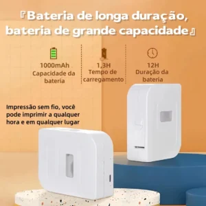 Impressora Térmica Bluetooth Mini Etiquetas Adesiva Portátil Branco - Imagem 5