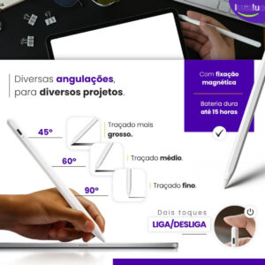 Caneta Stylus Universal Alta Precisão Para Tablet Android Ios Branco - Imagem 6