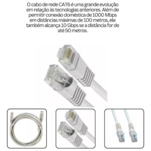 Cabo De Rede Cat6 2/3 Metros Ethernet Lan Giga 10/1000 - Imagem 3