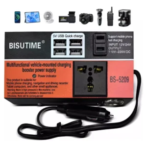 Inversor De Potência Para Carro 12v/24v 110v/220v 4 Usb 200w - Imagem 4