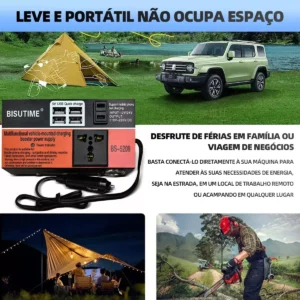 Inversor De Potência Para Carro 12v/24v 110v/220v 4 Usb 200w - Imagem 5