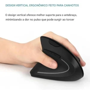 Mouse Sem Fio Vertical Ergonômico Gamer Recarregavel 2.4 Usb Cor Preto - Imagem 7