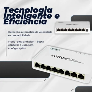 Switch 8 Portas Gigabit Rede 10/100/1000mbps Hub Rj45 Bivolt - Imagem 2