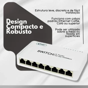 Switch 8 Portas Gigabit Rede 10/100/1000mbps Hub Rj45 Bivolt - Imagem 6