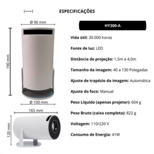 Mini Projetor Portátil Hy300 1080p Full Hd Android Cinema Bt - Imagem 7