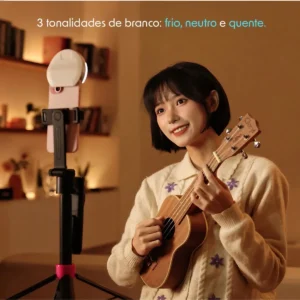 Mini Ring Light Luz Portátil De Bolsa Celular Video Foto Pro Branco - Imagem 3