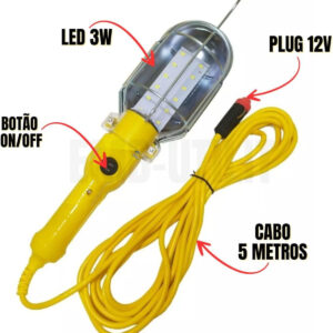 Lanterna Pendente Luz Led Extensão Mecanico Emergencia 12v - Imagem 2