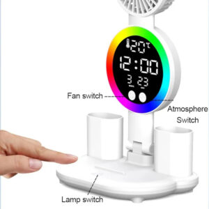 Relógio Led Tela Luz Escrivaninha Leitura Lâmpada - Imagem 2