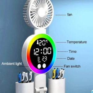 Relógio Led Tela Luz Escrivaninha Leitura Lâmpada - Imagem 3