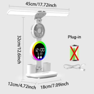 Relógio Led Tela Luz Escrivaninha Leitura Lâmpada - Imagem 5
