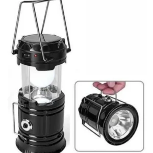 Lanterna Recarregável Led Lampião Solar Camping Pesca Cor Preto - Imagem 1