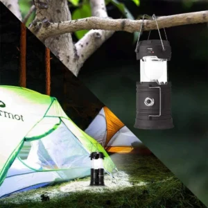 Lanterna Recarregável Led Lampião Solar Camping Pesca Cor Preto - Imagem 2