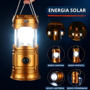 Lanterna Recarregável Led Lampião Solar Camping Pesca Cor Preto - Imagem 4