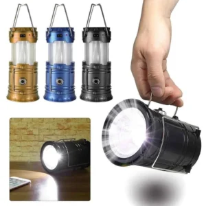 Lanterna Recarregável Led Lampião Solar Camping Pesca Cor Preto - Imagem 5