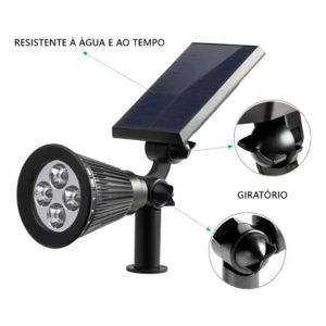 Luminaria Espeto 3w Solar Jardim 4 Leds Rgb Colorido Gramado - Imagem 1