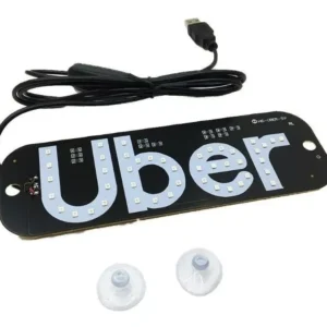 Placa Carro Led De Aplicativo Uber Botão Liga Desliga - Imagem 1