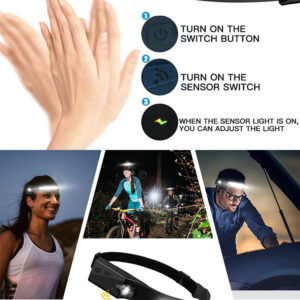 Lanterna De Cabeça Led Usb Recarregável Fita Ajustável Cob - Imagem 3