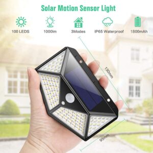 Luminária Energia Solar Parede 100 Led Sensor 3 Funções - Imagem 3