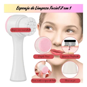 Esponja Limpeza Facial Escova Massageadora Esfoliante 2 Em 1 - Imagem 7