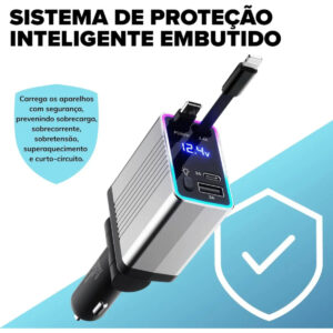 Carregador Veicular Turbo 120w 4 Em 1 Cabo Lightning Tipo C - Imagem 6
