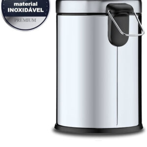 Lixeira De Banheiro Em Aço Inox 7 Litros Com Pedal Premium Cor Inox - Imagem 5