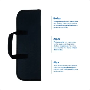Kit Churrasco Inox Madeira 9 Pçs + Bolsa Utensílios Cozinha - Imagem 6