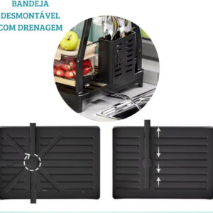 Escorredor De Louça 2 Andares Inox Preto C/ Drenagem 360° - Imagem 3