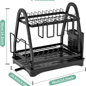 Escorredor De Louça 2 Andares Inox Preto C/ Drenagem 360° - Imagem 6