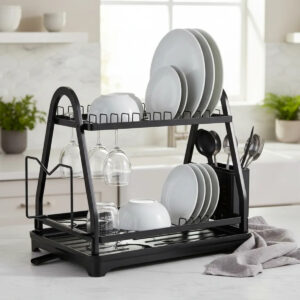 Escorredor De Louça 2 Andares Inox Preto C/ Drenagem 360° - Imagem 9