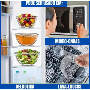 Jogo Potes De Vidro 5 Peças Herméticos Com Tampa Redondo - Imagem 4