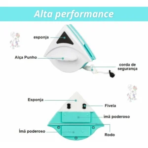 Limpador De Vidro Magnético Dupla Face/super Imã Rodo Mágico - Imagem 4