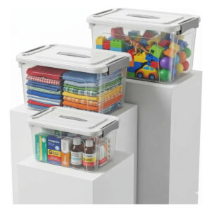 Kit 3 Organizadores de Escritório, Brinquedoteca e Quarto Transparente 3L, 5L e 10L - Imagem 3