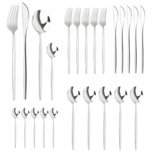 Conjunto De Talheres De Aço Luxo Inoxidável 24pcs Faqueiros Cor Prata - Imagem 2