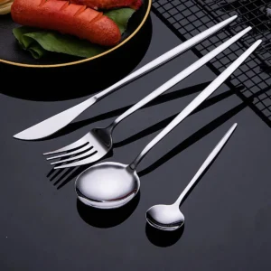 Conjunto De Talheres De Aço Luxo Inoxidável 24pcs Faqueiros Cor Prata - Imagem 4