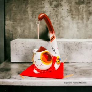 Gato da Sorte Maneki Neko Porcelana Calda Longa Almofada - Imagem 4