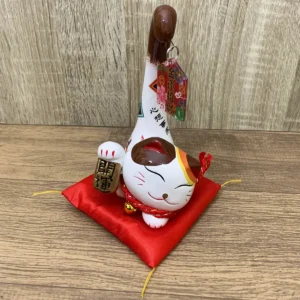 Gato da Sorte Maneki Neko Porcelana Calda Longa Almofada - Imagem 9