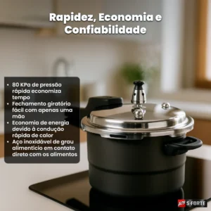 Panela De Pressão 4 Litros Em Alumínio Reforçado Com Tampa E Alta Durabilidade Premium - Imagem 5