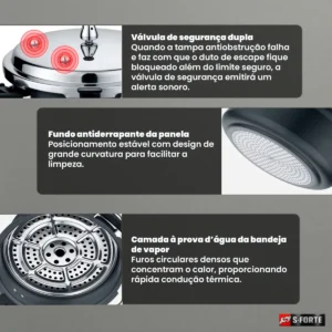 Panela De Pressão 4 Litros Em Alumínio Reforçado Com Tampa E Alta Durabilidade Premium - Imagem 4