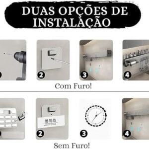 Suporte Organizador Utensílios Cozinha Parede 8 Ganchos Inox - Imagem 8