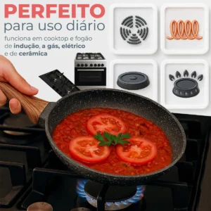 Panela Frigideira Antiaderente Cerâmica Dinda Home Indução Gás Elétrico Linha Premium - Imagem 3