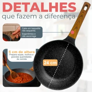 Panela Frigideira Antiaderente Cerâmica Dinda Home Indução Gás Elétrico Linha Premium - Imagem 6