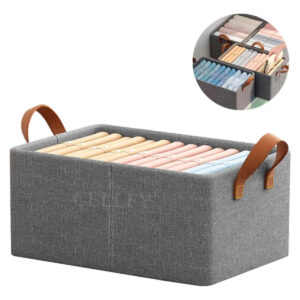 Caixa Organizadora Dobrável 46x28x20cm Multiuso Cinza Para Roupas E Brinquedos - Imagem 9